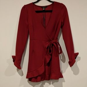 Red wrap blouse for women